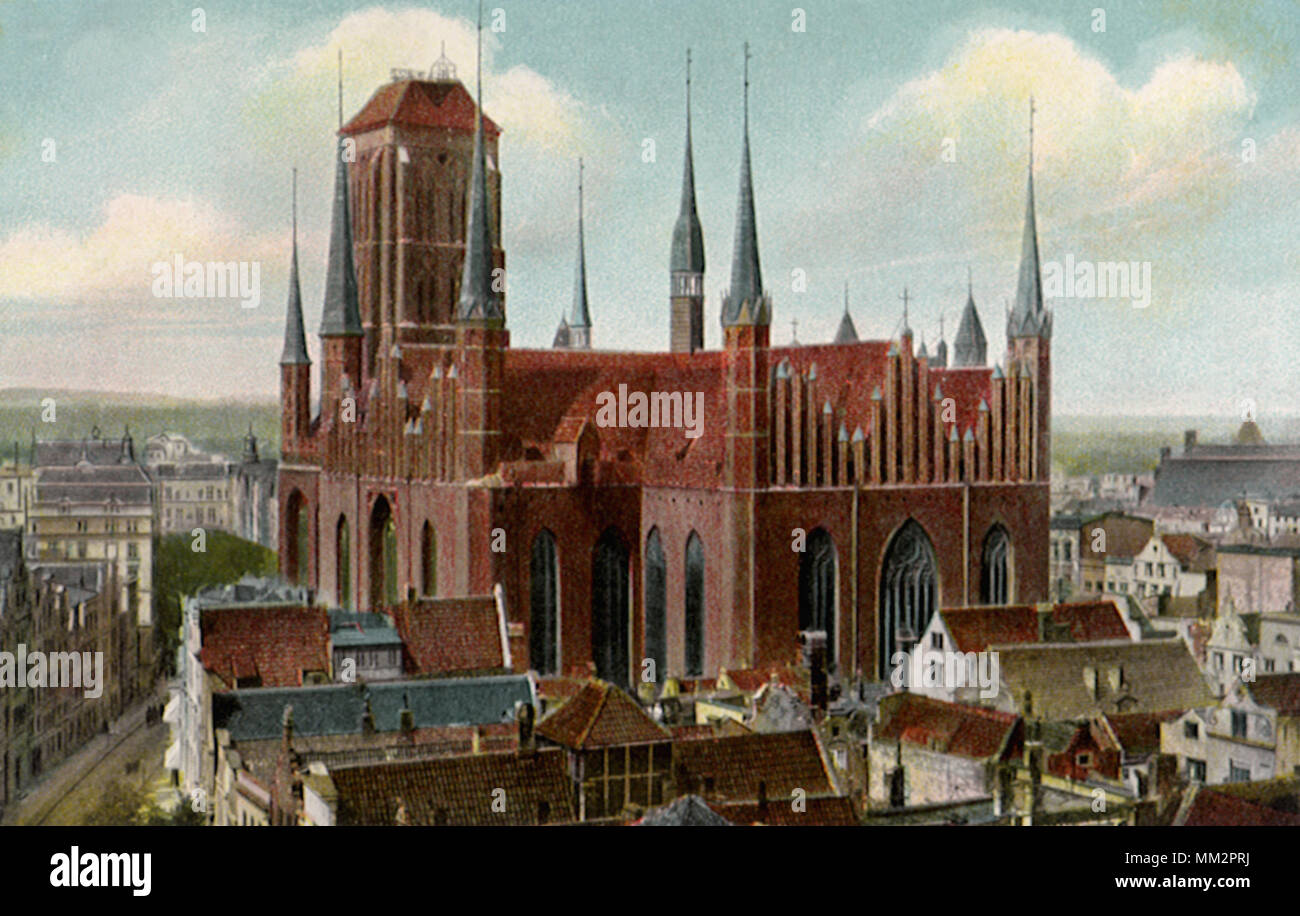 Marien Kirche. Danzig. 1910 Stockfoto