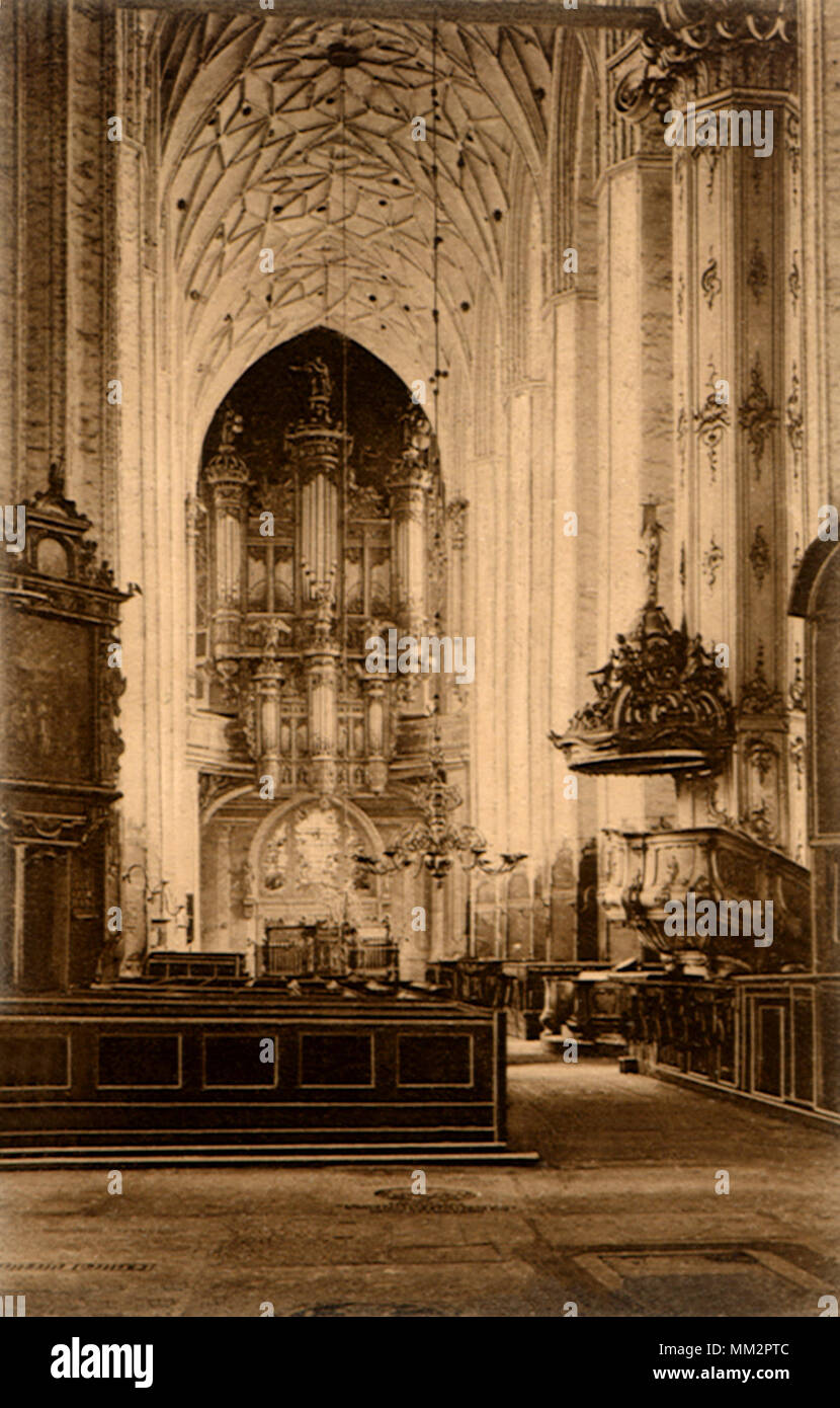 Innenraum der St. Marien Kirche. Danzig. 1930 Stockfoto