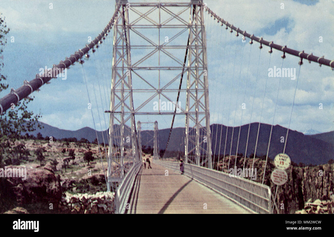 Suspension Bridge. Cañon City. 1951 Stockfoto