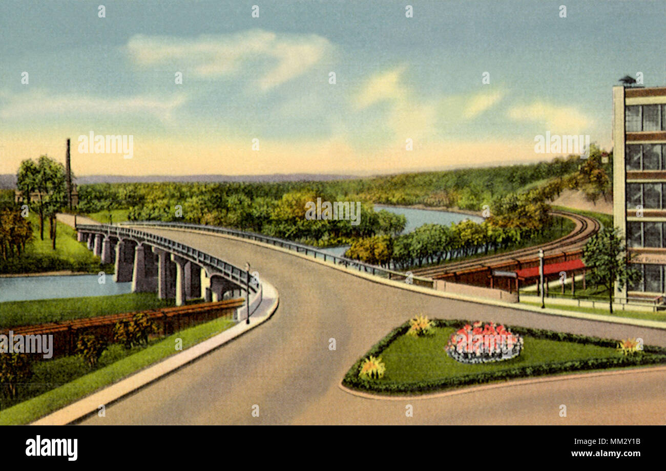18 St. Viadukt & Bridge. Des Moines. 1940 Stockfoto
