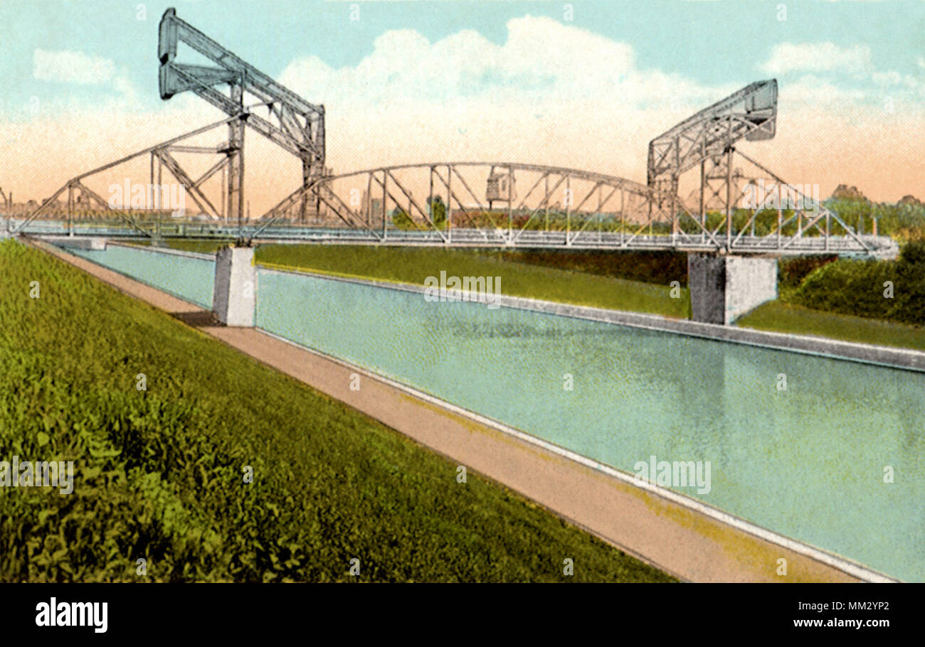 Heben der Brücke am Kanal. Louisville. 1940 Stockfoto