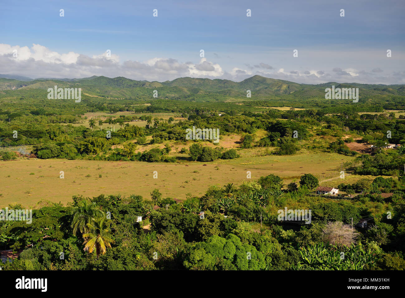 Blick vom Turm auf das Valle de Los Ingenios Tal auf die Zuckerplantage Stockfoto