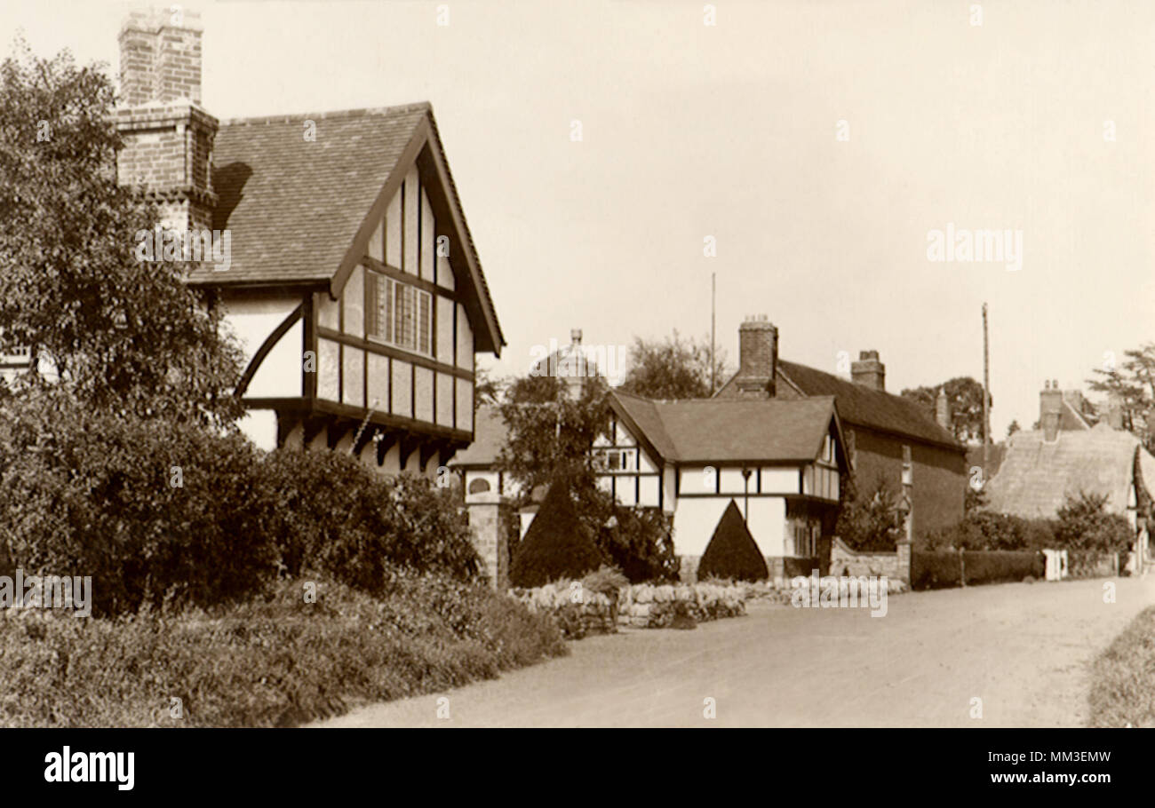 Ansicht der Häuser. Cropthorne. 1930 Stockfoto