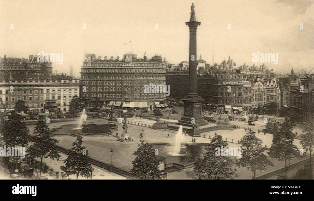 Trafalgar Square. London. 1910 Stockfoto