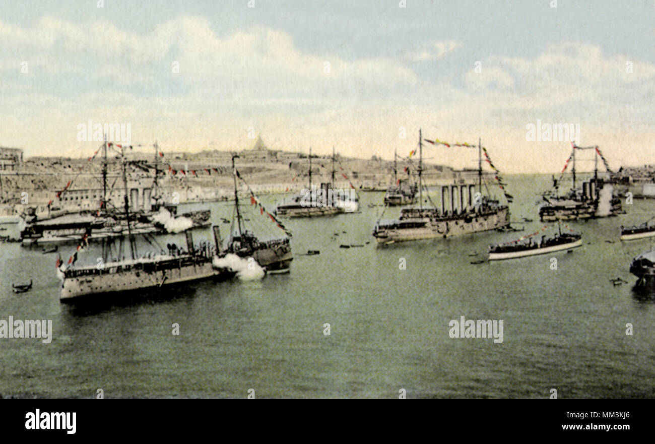 Grand Harbour. Malta. 1910 Stockfoto
