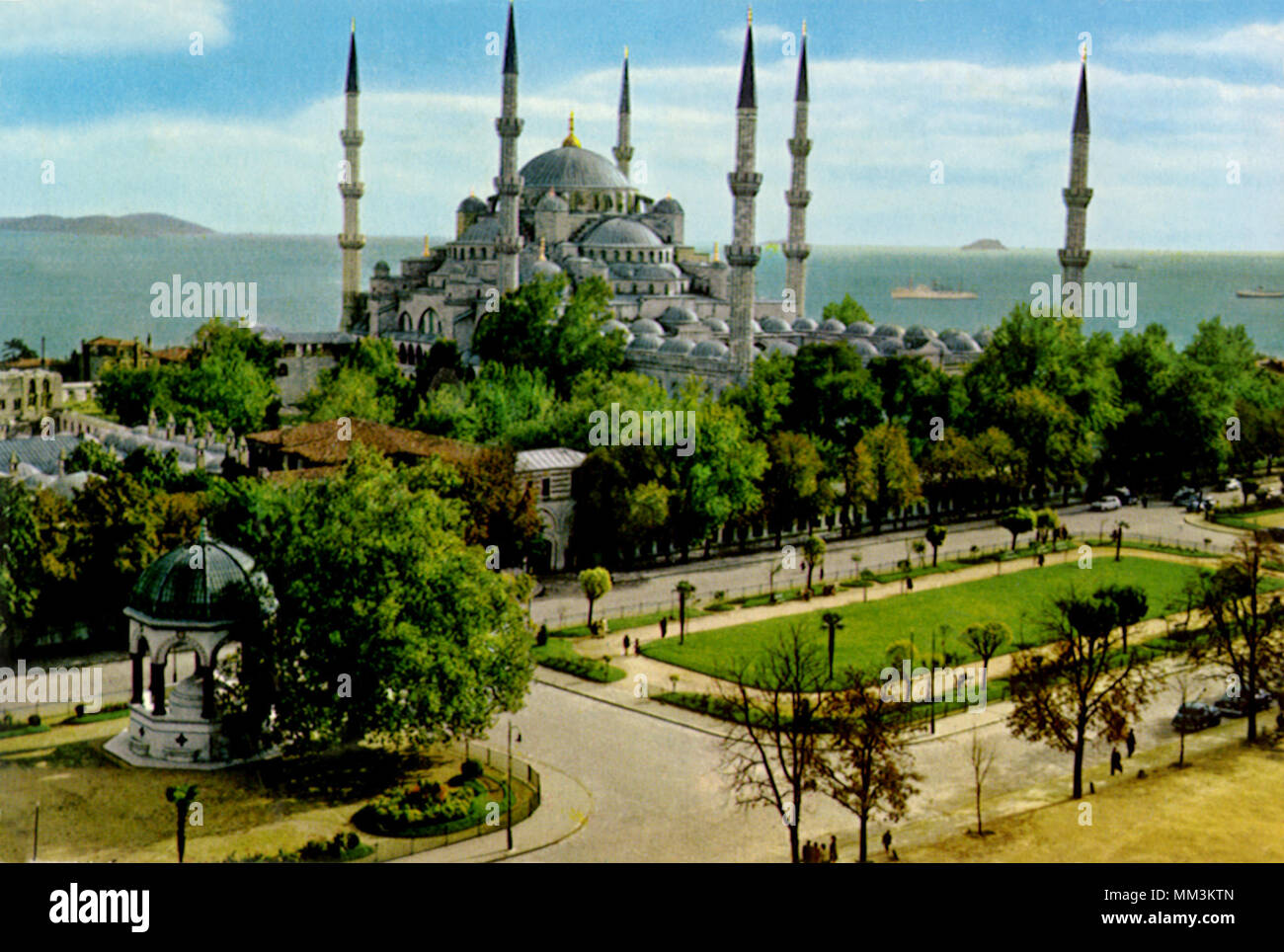 Blaue Moschee & Deutscher Brunnen. Istanbul. 1960 Stockfoto
