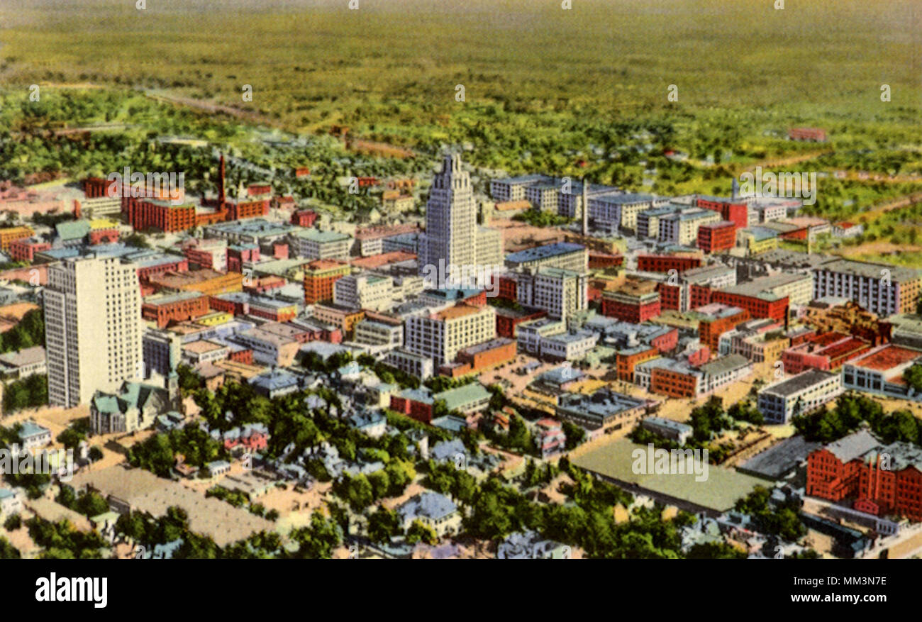 Luftaufnahme von Winston - Salem. 1939 Stockfoto