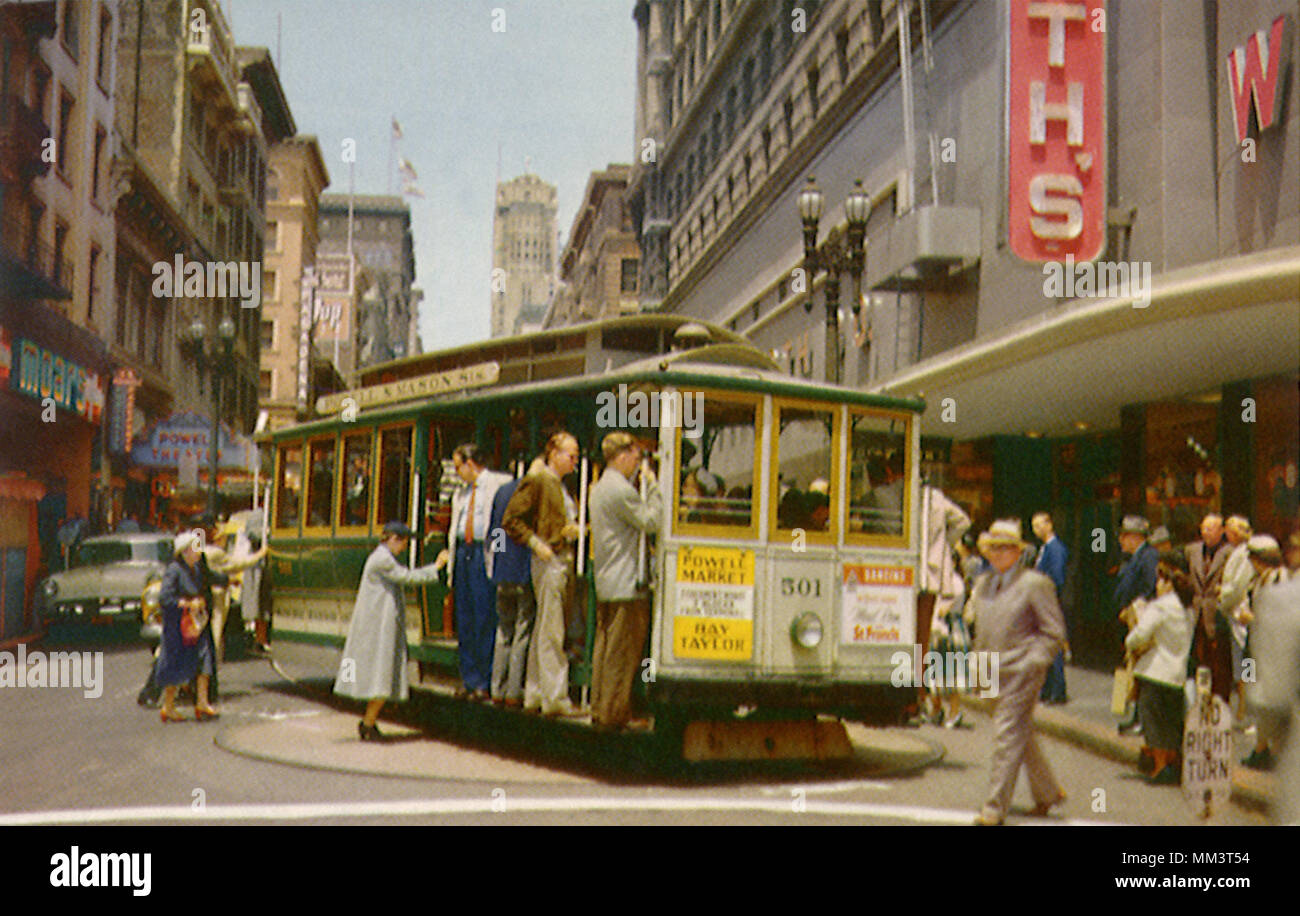 Seilbahn auf Drehsockel. San Francisco. 1965 Stockfoto