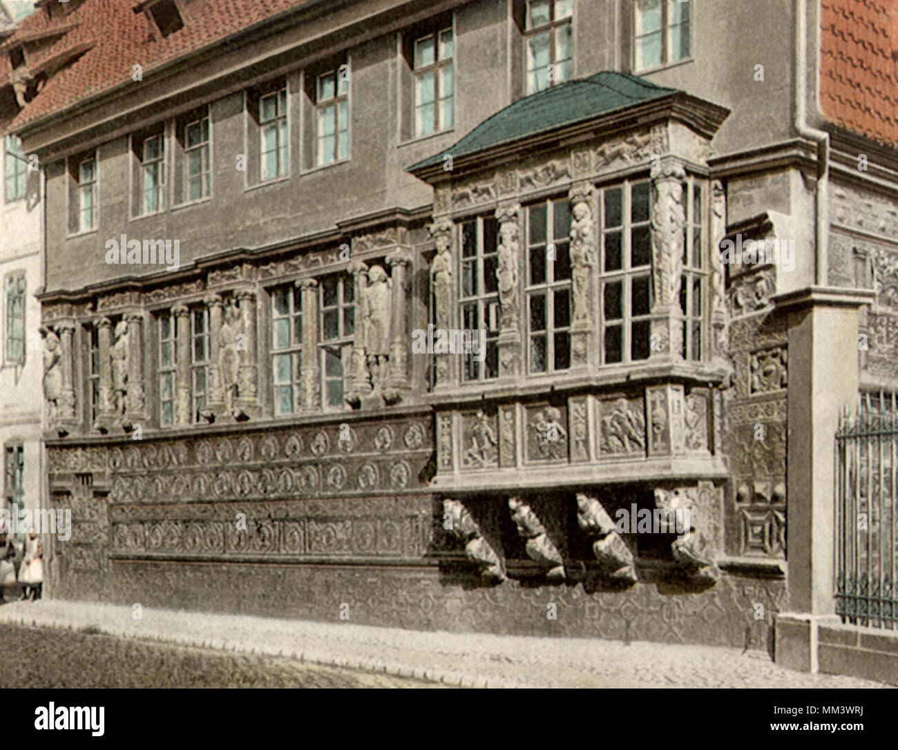 Haus mit Kaiser Gemälde. Hildesheim. 1910 Stockfoto