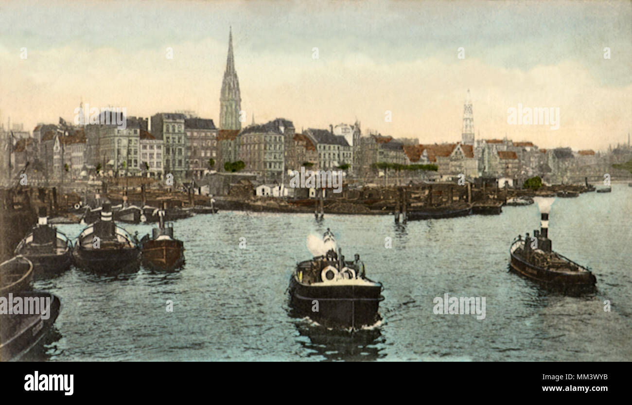 Zoll-Kanal. Hamburg. 1904 Stockfoto