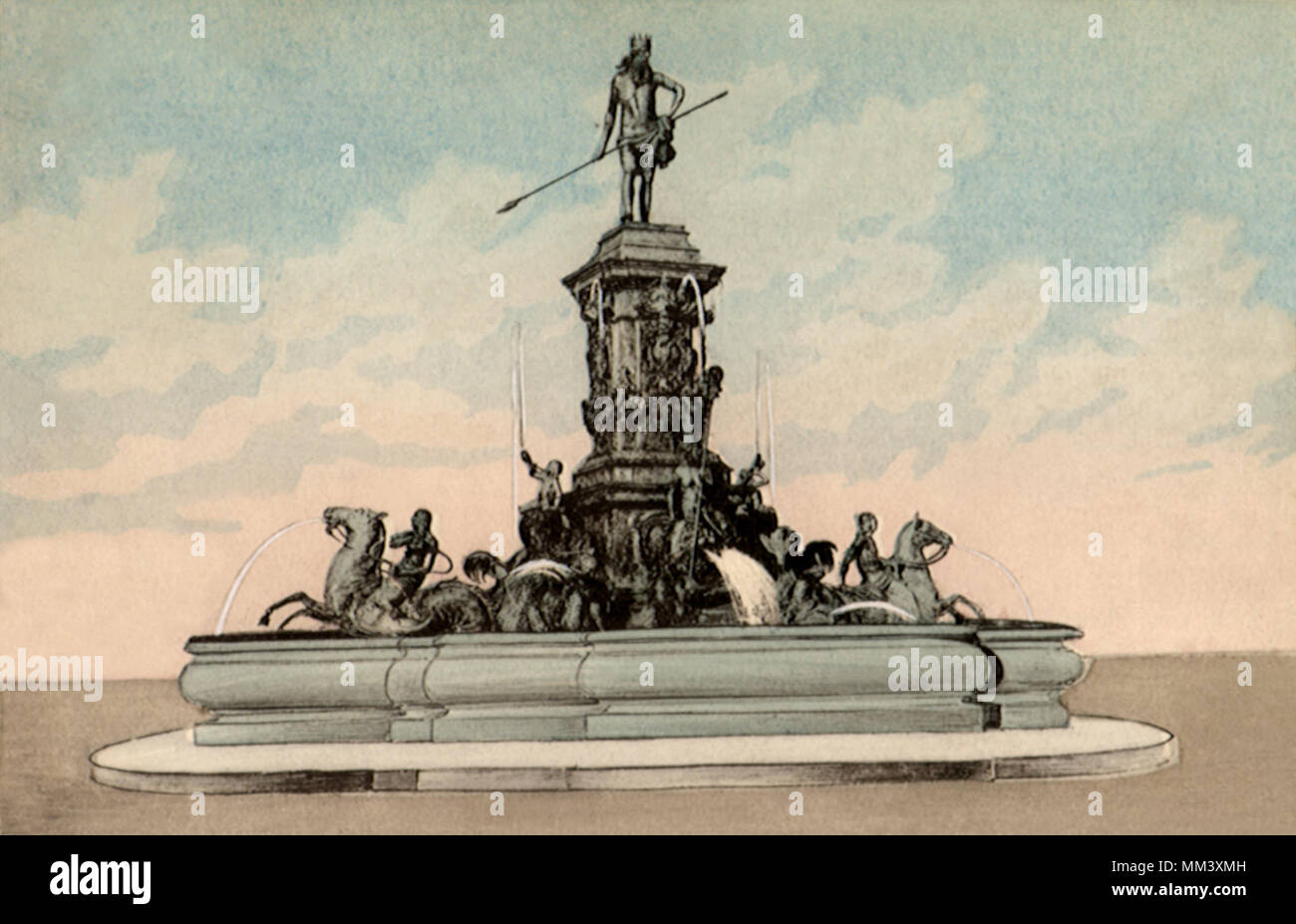 Neptunbrunnen. Nürnberg. 1910 Stockfoto