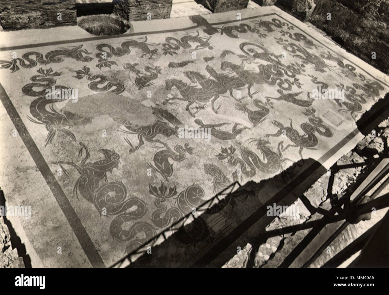 Neptun Mosaik. Ostia. 1940 Stockfoto