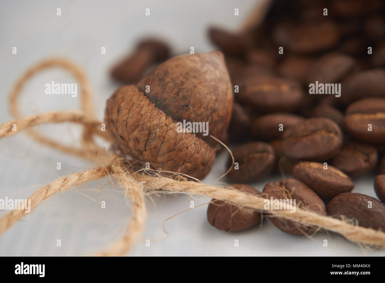 Getränke ohne Koffein, Acorn Kaffee ist ein leckerer Ersatz für Kaffee ohne Koffein. Umweltfreundliche, gesunde Produkte Konzept Stockfoto