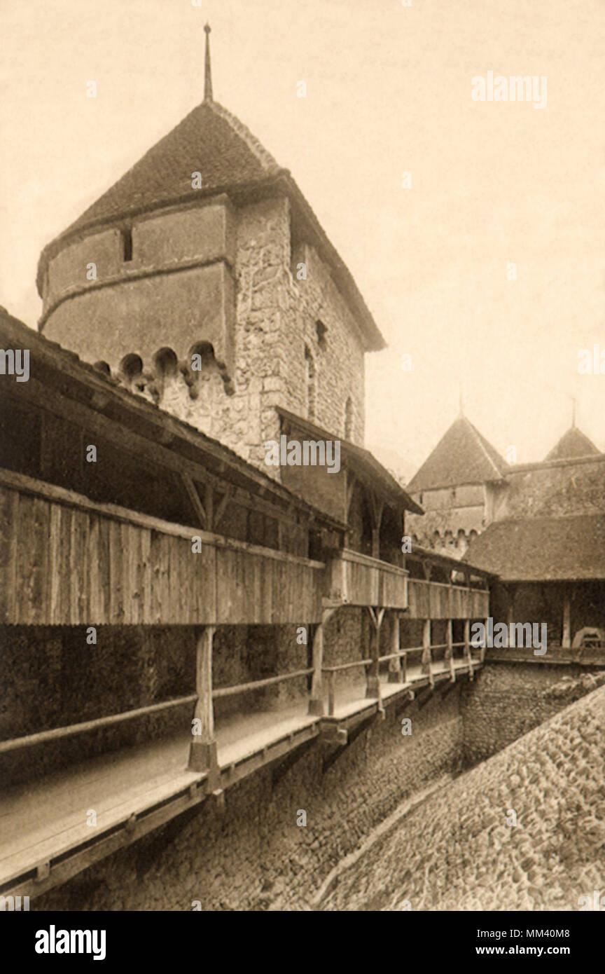 Wehrturm auf Schloss. Chillon. 1930 Stockfoto