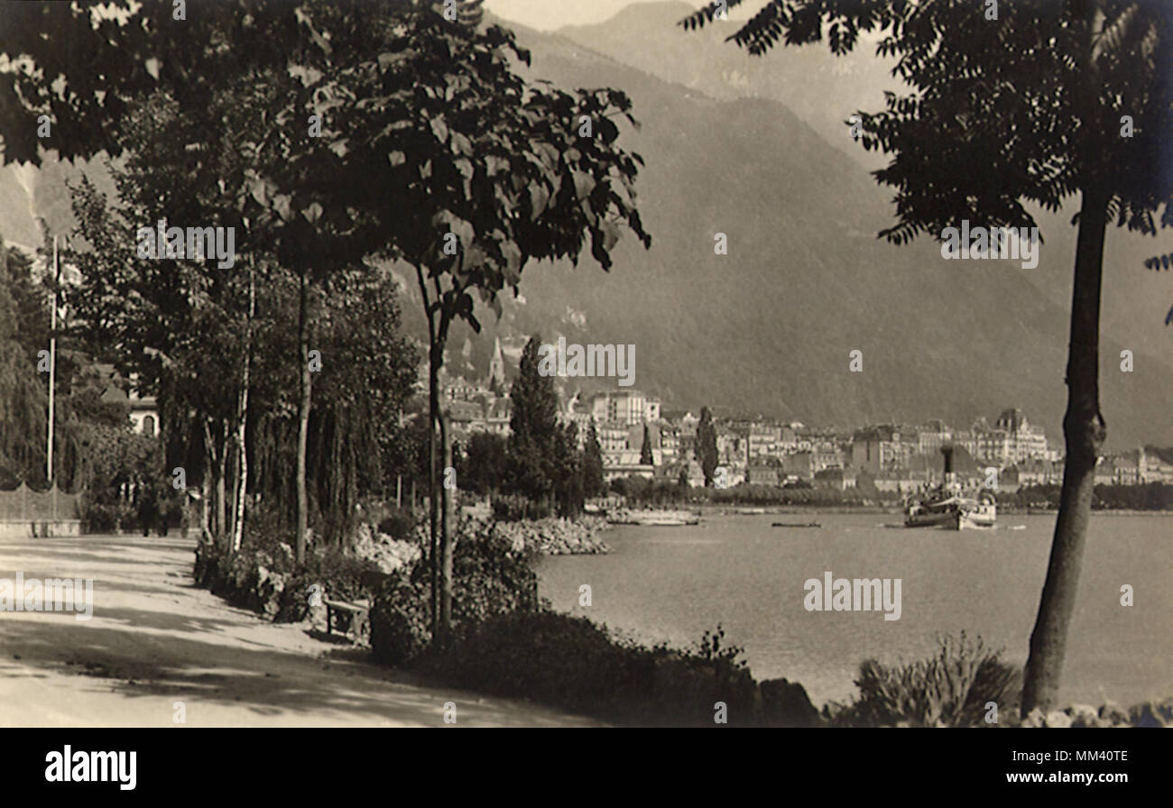 Quay. Montreux. 1940 Stockfoto