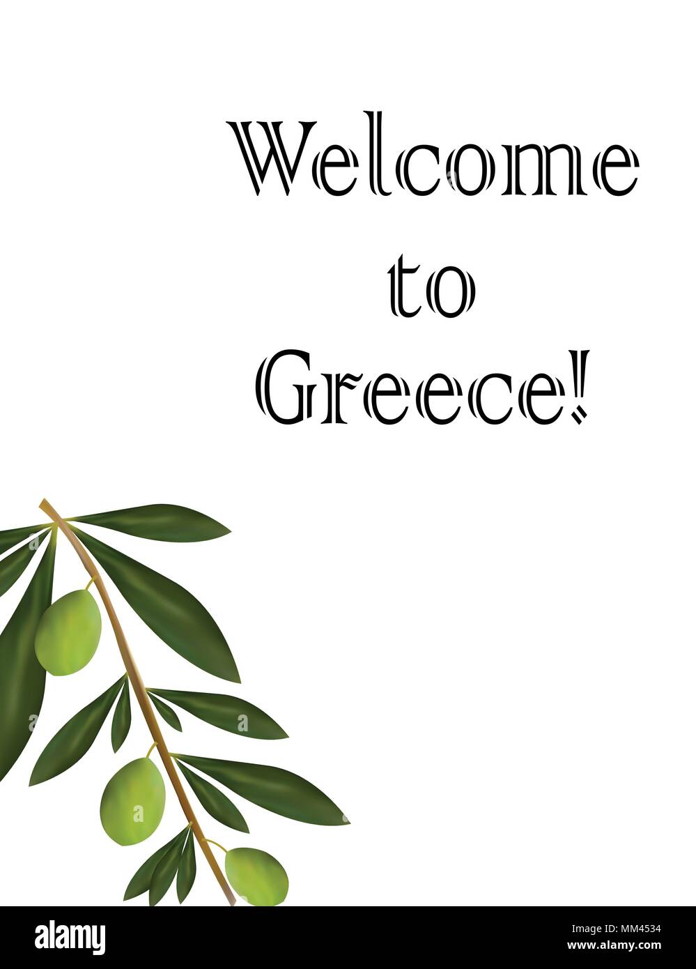 Willkommen in Griechenland Karte mit Olivenbaum Vektor Stock Vektor