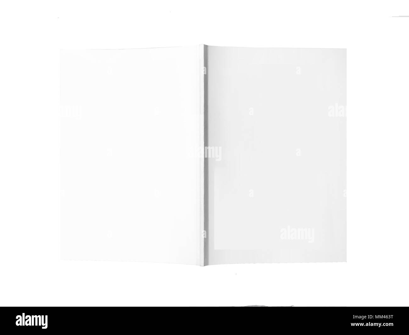 Leeres Buch auf weißem Hintergrund Stockfoto