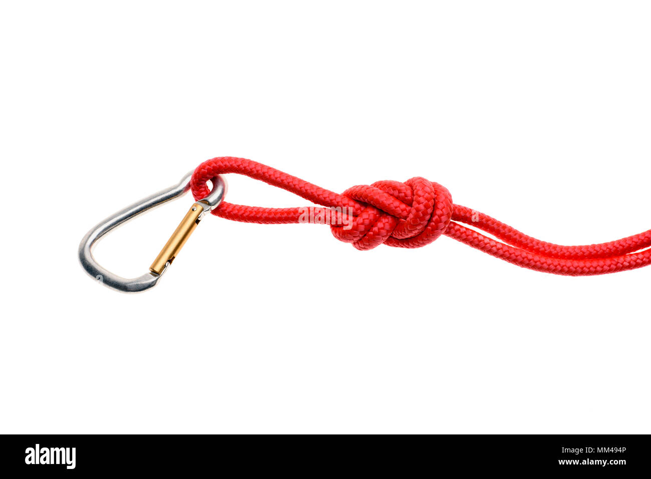 Seil mit Knoten und Karabiner Stockfotografie - Alamy