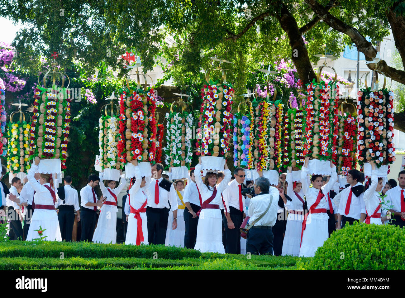 Die Festa dos Tabuleiros (Festival der Fächer) in Tomar. Dieses Festival ist der wichtigste feierte in der Stadt, Tomar, Portugal Stockfoto