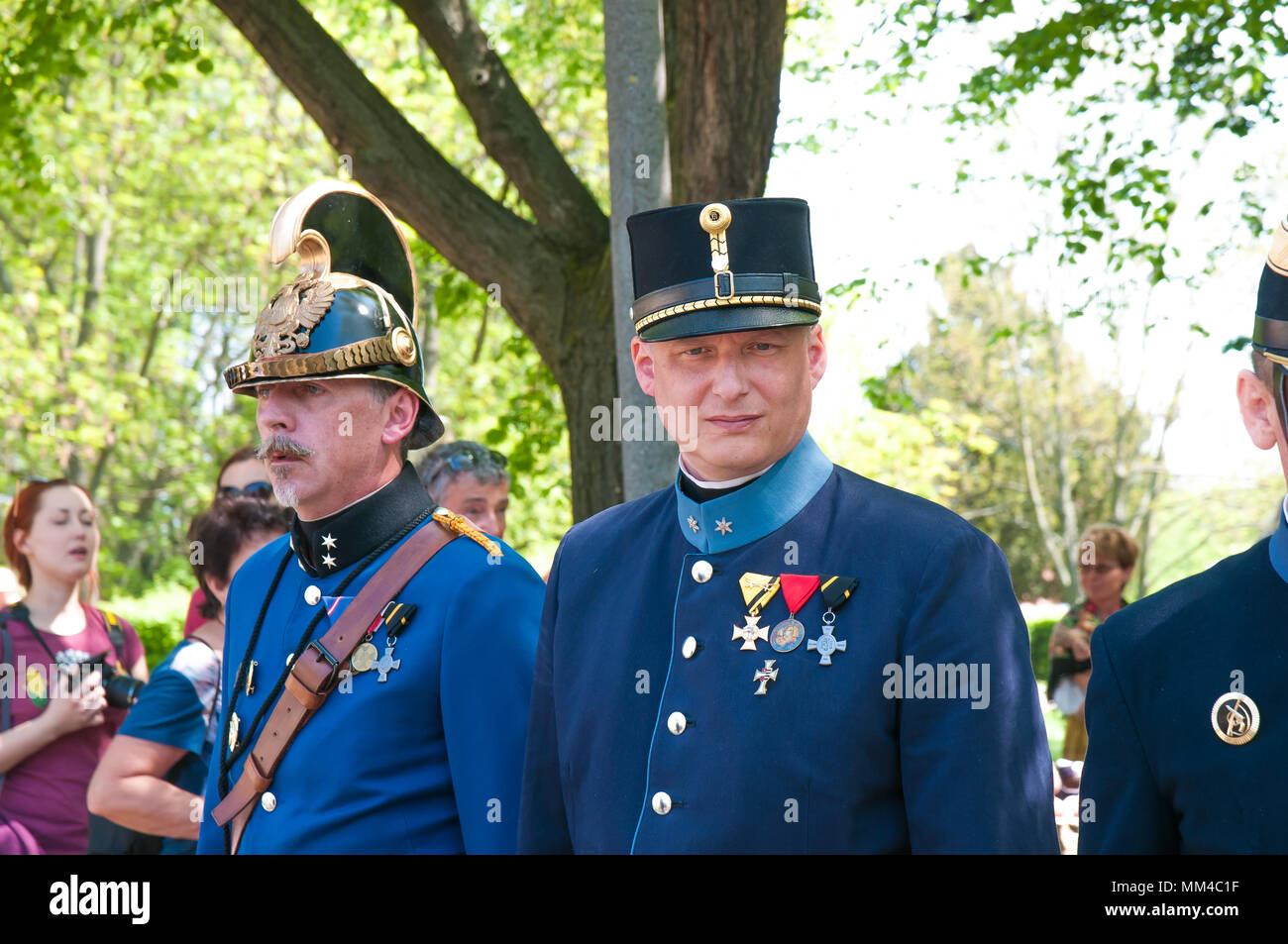 Brandys nL, Tschechische Republik, 28. April 2018, Audienz bei Kaiser Karl I Männer in den Uniformen der österreichisch-ungarischen Armee Stockfoto