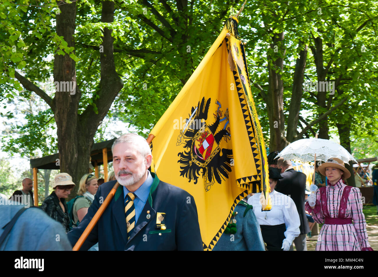 Brandys nL, Tschechische Republik, 28. April 2018, Audienz bei Kaiser Karl I Männer in den Uniformen der österreichisch-ungarischen Armee Stockfoto