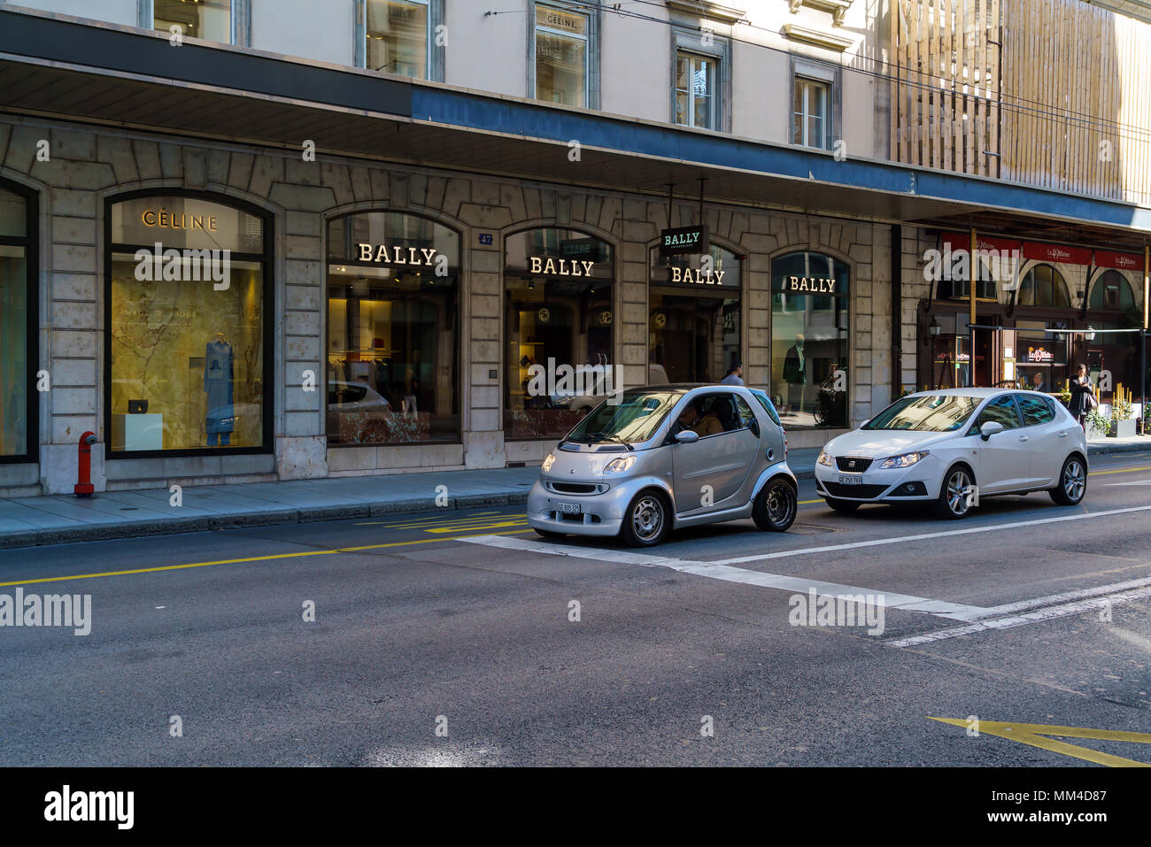Genf, Schweiz - 18. Oktober 2017: Eine berühmte Marke Swiss store Bally Stockfoto
