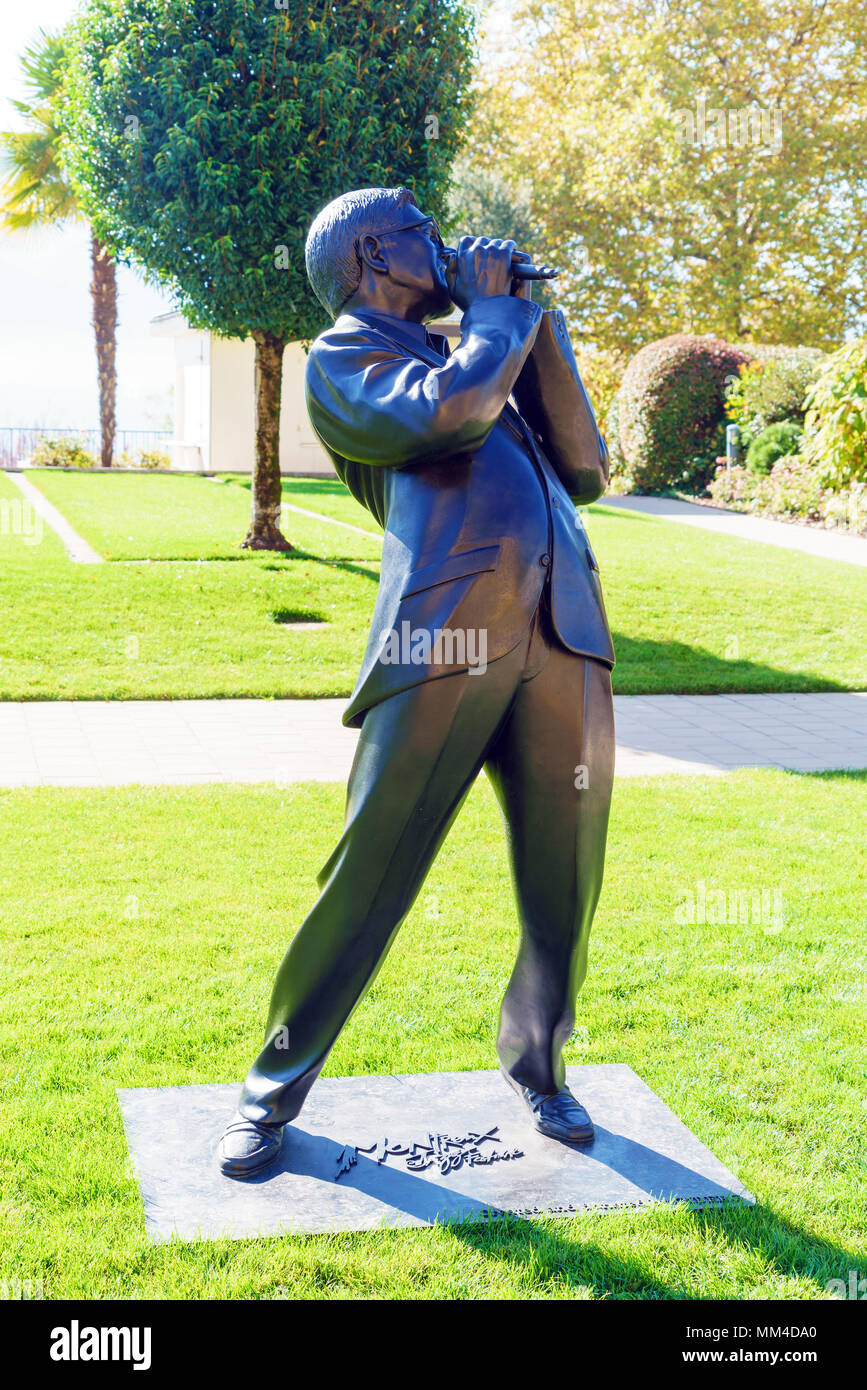 Montreux, Schweiz - Oktober 18, 2017: das Monument von Claude Nobs, Gründer des Jazz Festival Stockfoto
