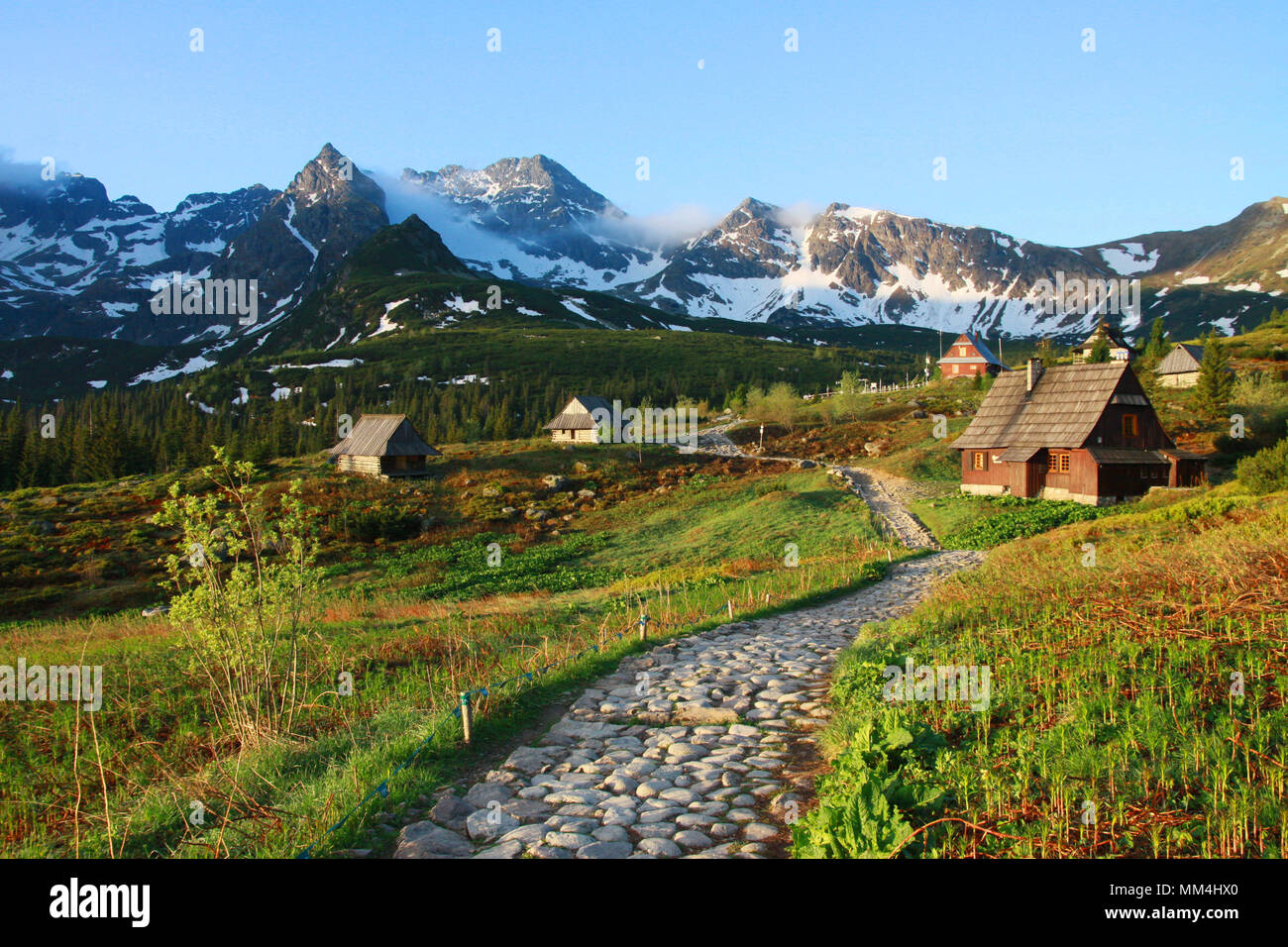 Am frühen Morgen in Gasienicowa Tal, Frühling, Tatra, Polen Stockfoto