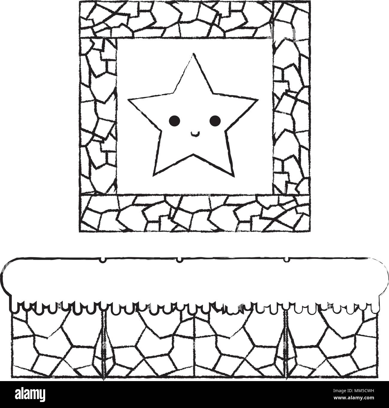 Grunge happy star Charakter in Crystal Stein Stock Vektor