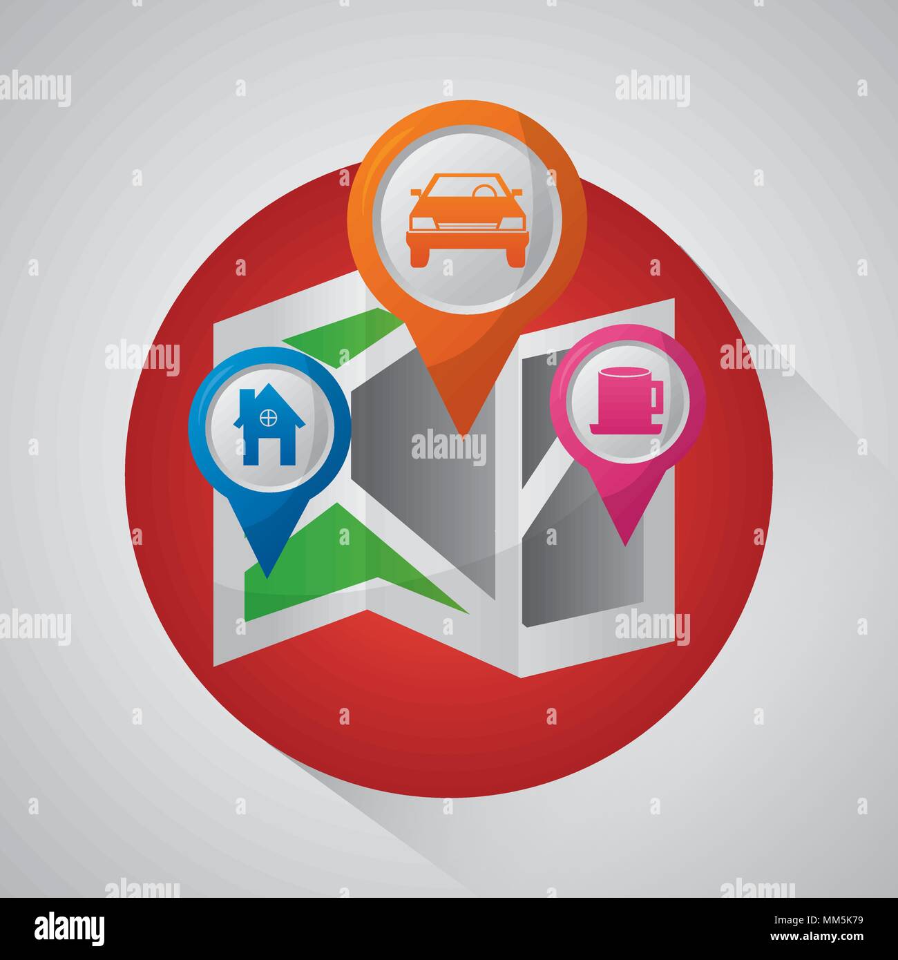 Gps-navigation Anwendung Aufkleber pin-Karten stellen Standorte Vector Illustration Stock Vektor