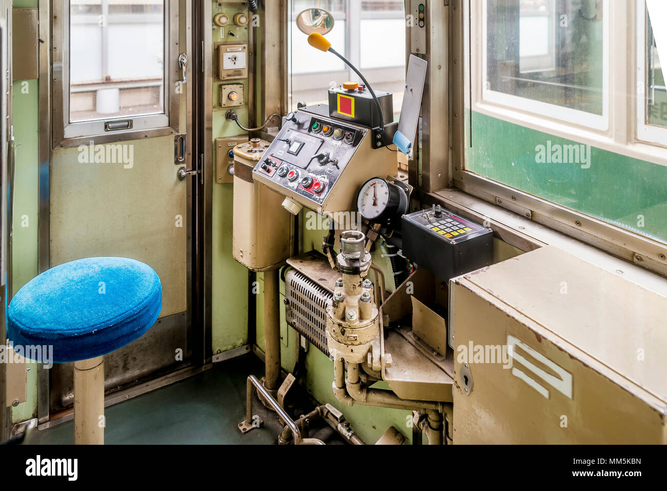 Cockpit der Straßenbahn, Kyoto, Japan Stockfoto