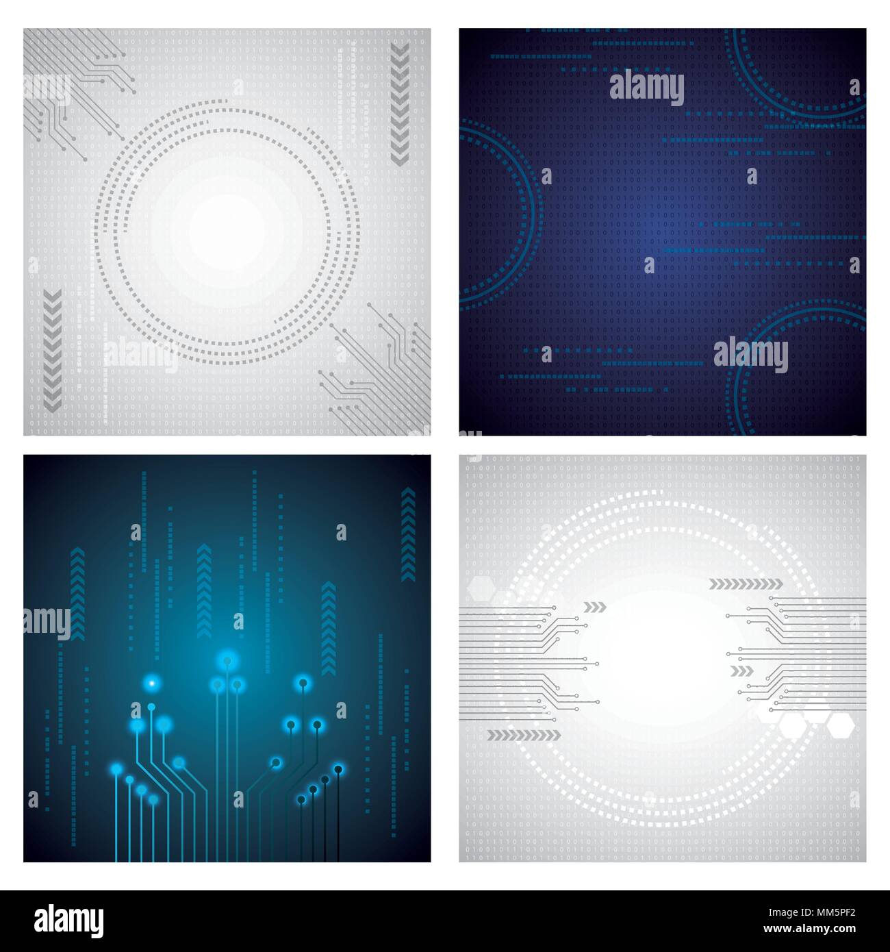 Cyber Security Labels blau weiß binäre Platine zahlen Schutz Vector Illustration Stock Vektor