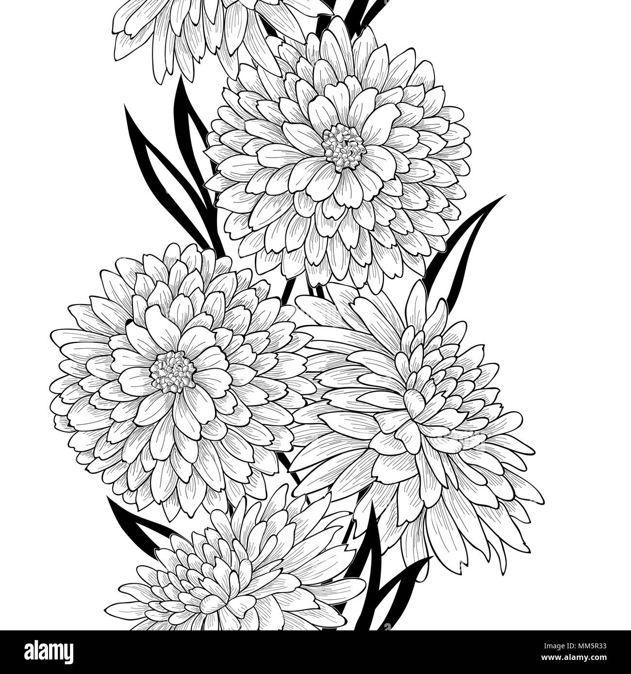 Florale nahtlose Muster. Blume chrysantheme Hintergrund. Gedeihen garten Textur mit Blumen. Stock Vektor