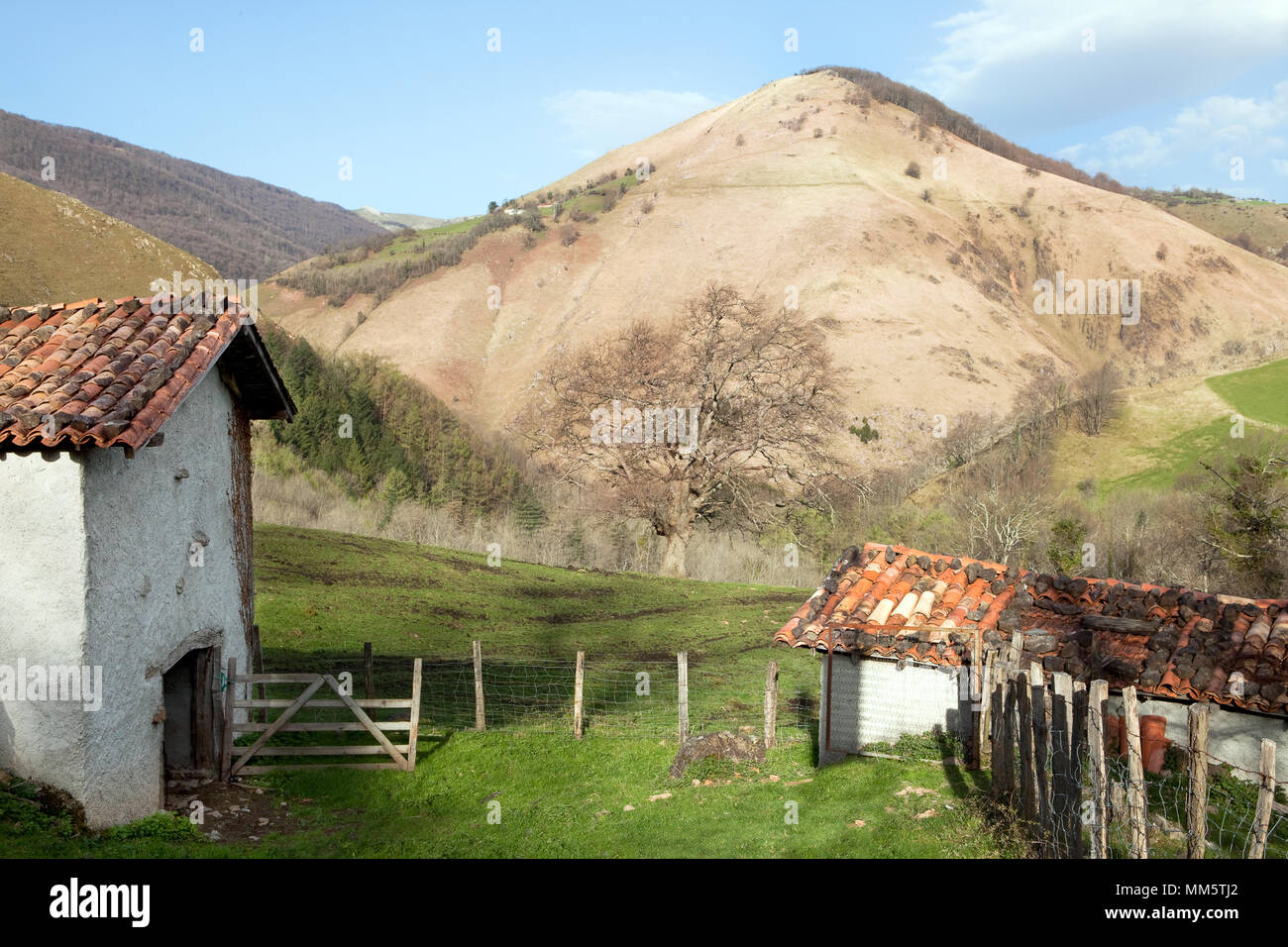 Idyllisches Bauernhaus Schuppen in den französischen Pyrenäen vor der spanischen Grenze (Baskenland) Stockfoto