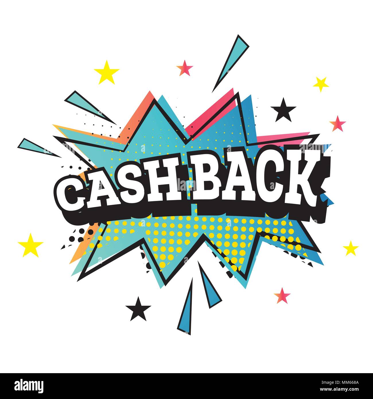Cash Back Pop Art Emblem. Vector Illustration. Stock Vektor
