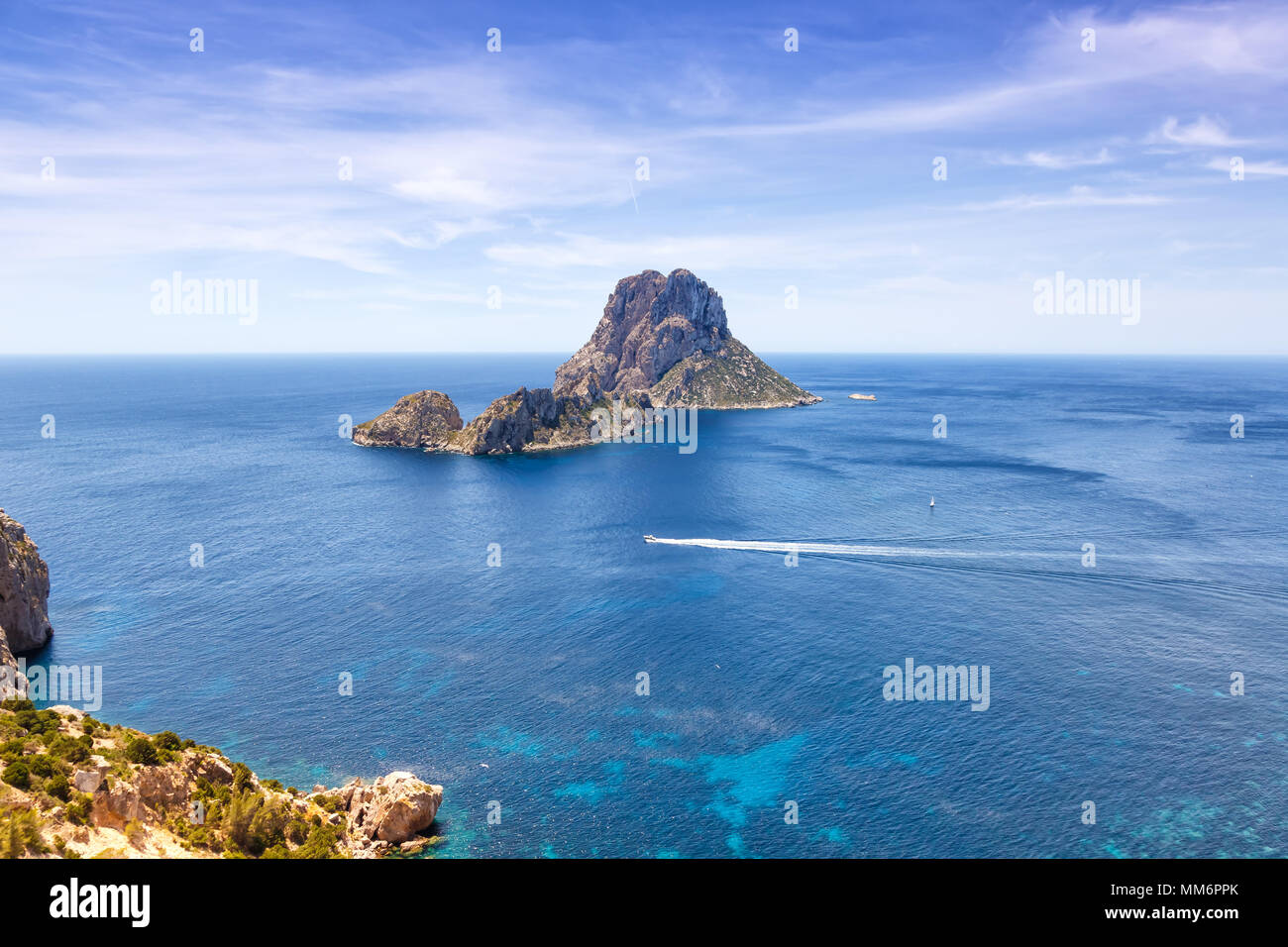 Es Vedra Felsen der Insel Ibiza Spanien reisen Mittelmeer Yacht Urlaub Reisen Stockfoto