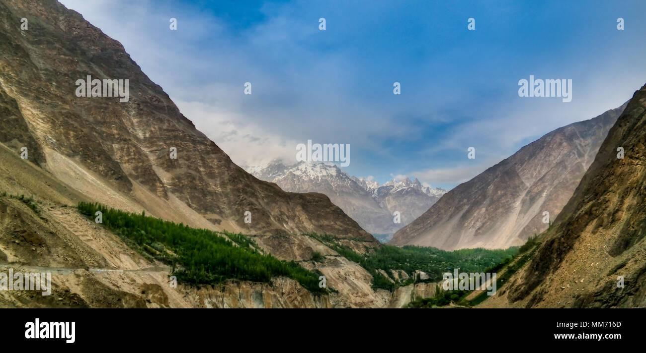 Panorama und Karimabad Hunza Tal, Gilgit-Baltistan, Pakistan Stockfoto