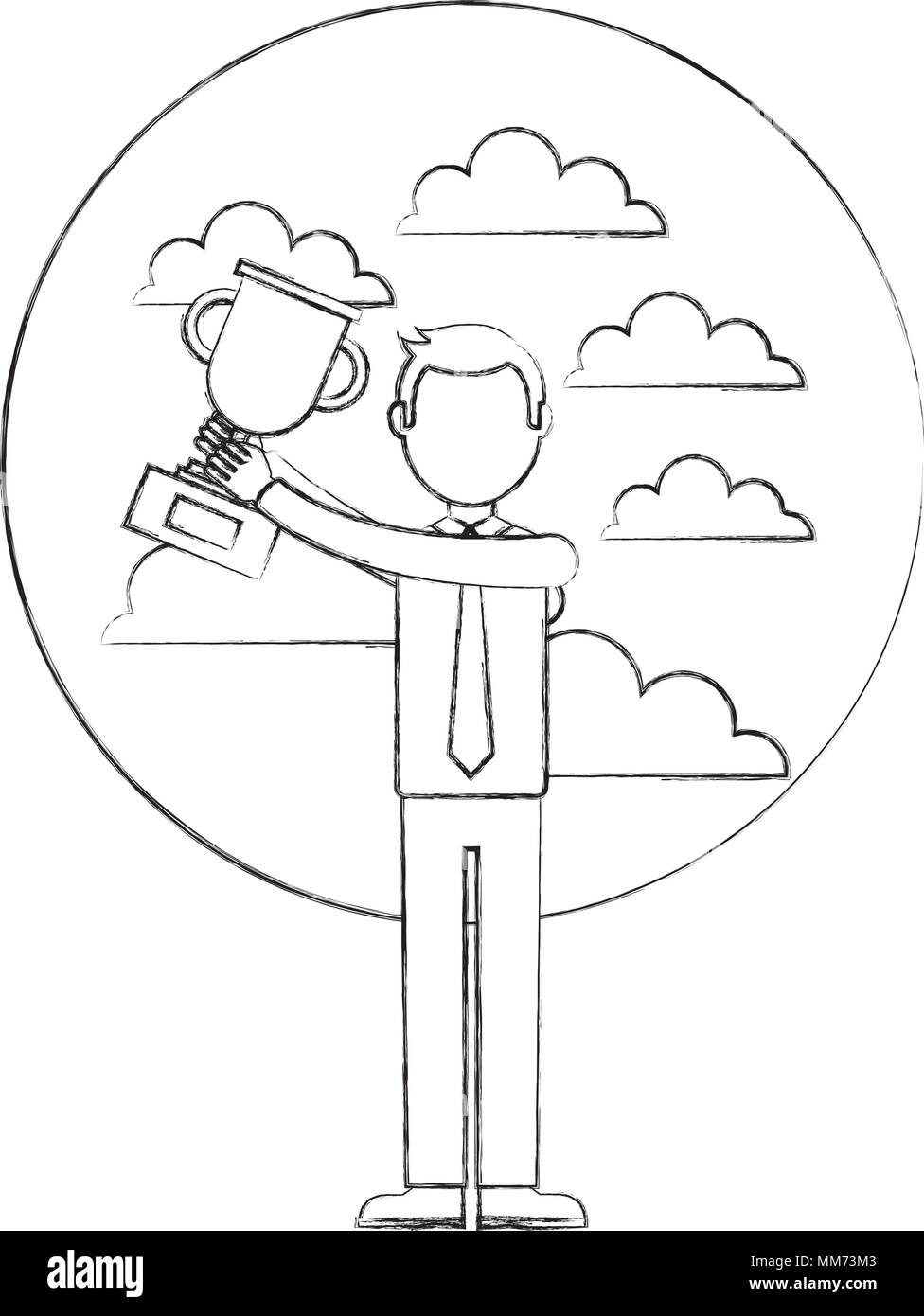Elegante Geschäftsmann mit Trophäe Stock Vektor