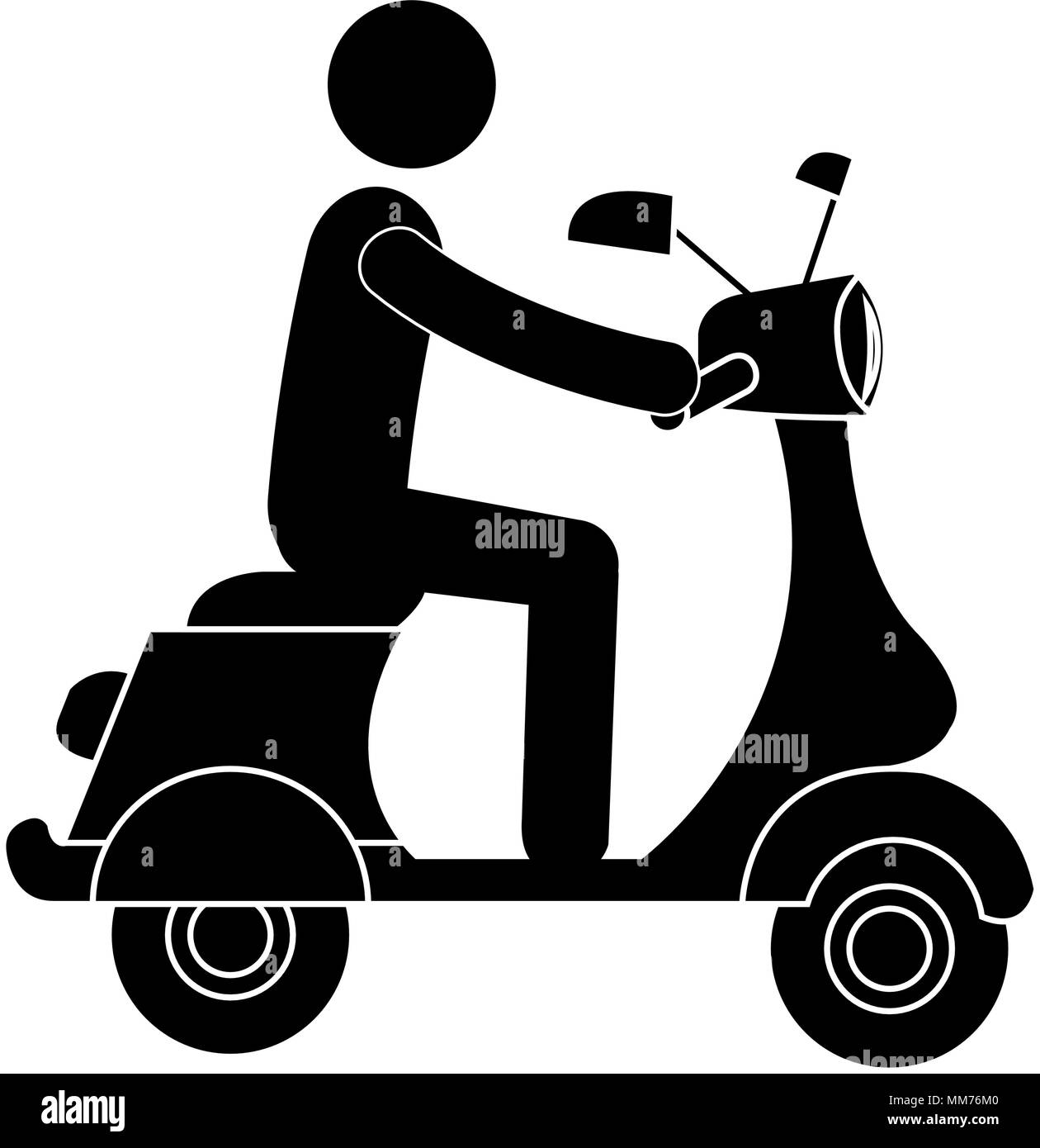 Scooter Motorrad mit Fahrer Silhouette Stock Vektor