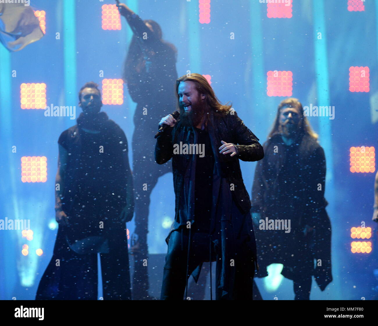 Lissabon, Portugal. 9. Mai, 2018. Rasmussen in Dänemark besucht die Generalprobe für das Halbfinale 2 beim Eurovision Song Contest 2018 in Lissabon, Portugal, 9. Mai 2018. Credit: Zhang Liyun/Xinhua/Alamy leben Nachrichten Stockfoto