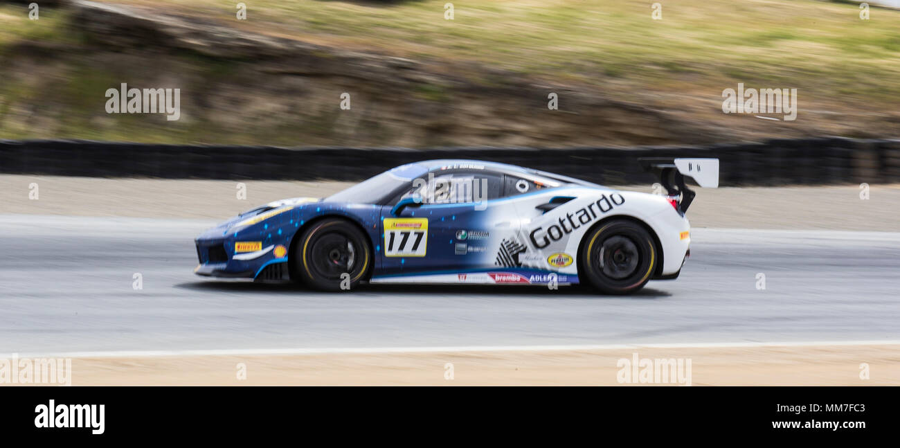 Monterey, CA, USA. 6. Mai, 2018. A. #177 Aldo Gottardo Aus schalten 2 Während der Ferrari Challenge Coppa Shell beim 2. Rennen am WeatherTech Raceway Laguna Seca in Monterey, CA Thurman James/CSM/Alamy leben Nachrichten Stockfoto