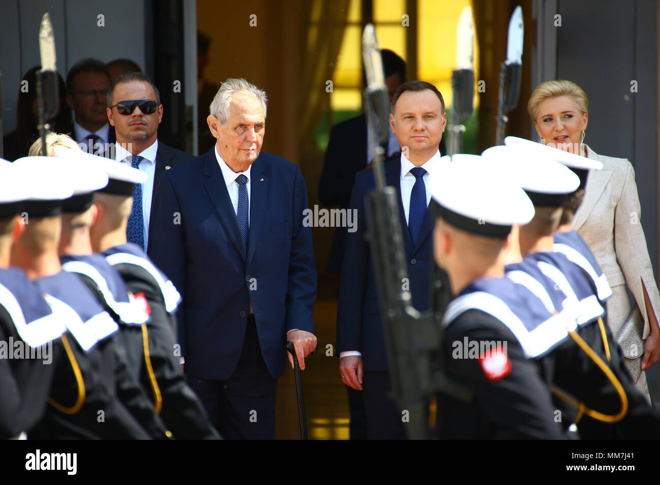 Warschau, Polen. 10. Mai 2018: Präsident Andrzej Duda erhalten tschechische Präsident Milos Zeman und First Lady Ivana Zemanova im Präsidentenpalast in Warschau. © Jake Ratz/Alamy leben Nachrichten Stockfoto