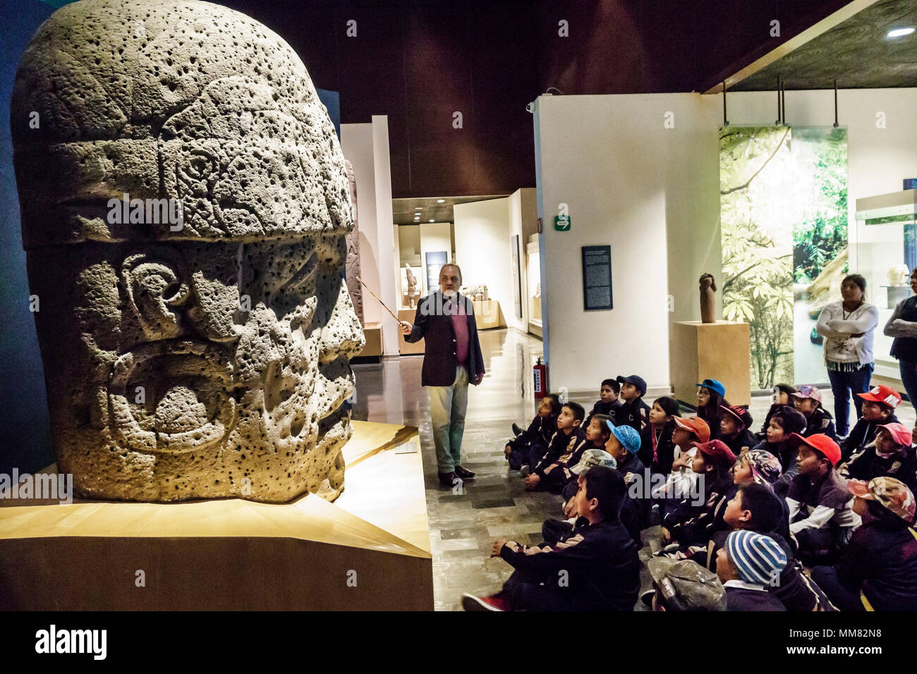 Mexiko-Stadt, Polanco, Hispanic Museo Nacional de Antropologia National Museum of Anthropology, innen, Ausstellungssammlung, Olmec, Monume Stockfoto