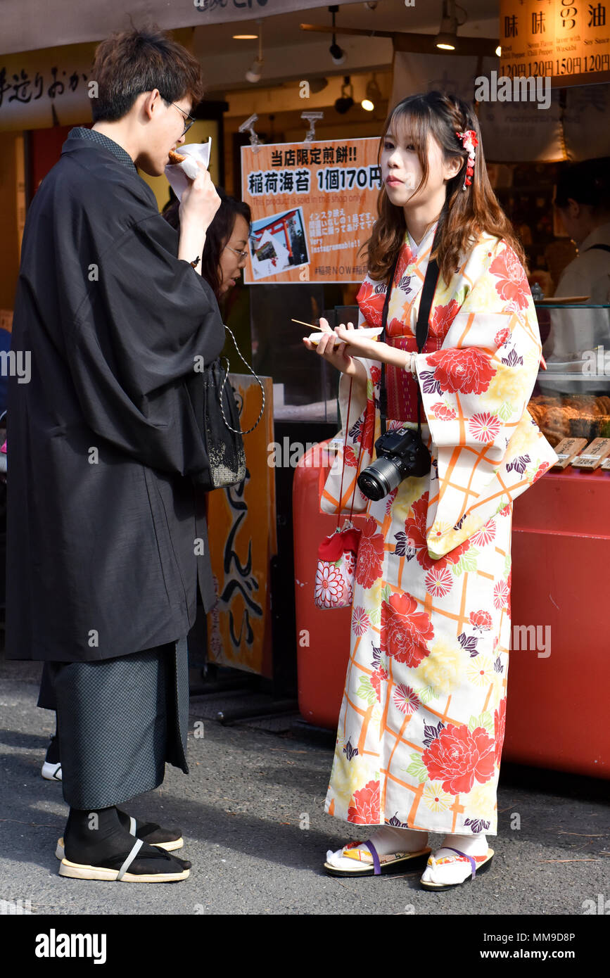 Paar tragen Kimonos, Kyoto, Japan Stockfoto