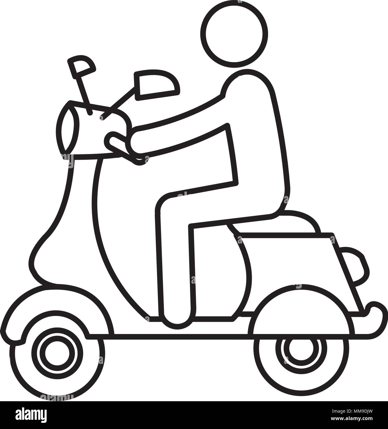 Scooter Motorrad mit Fahrer Silhouette Stock Vektor