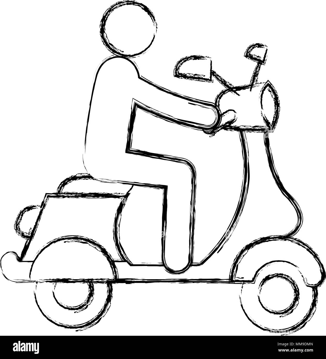 Scooter Motorrad mit Fahrer Silhouette Stock Vektor