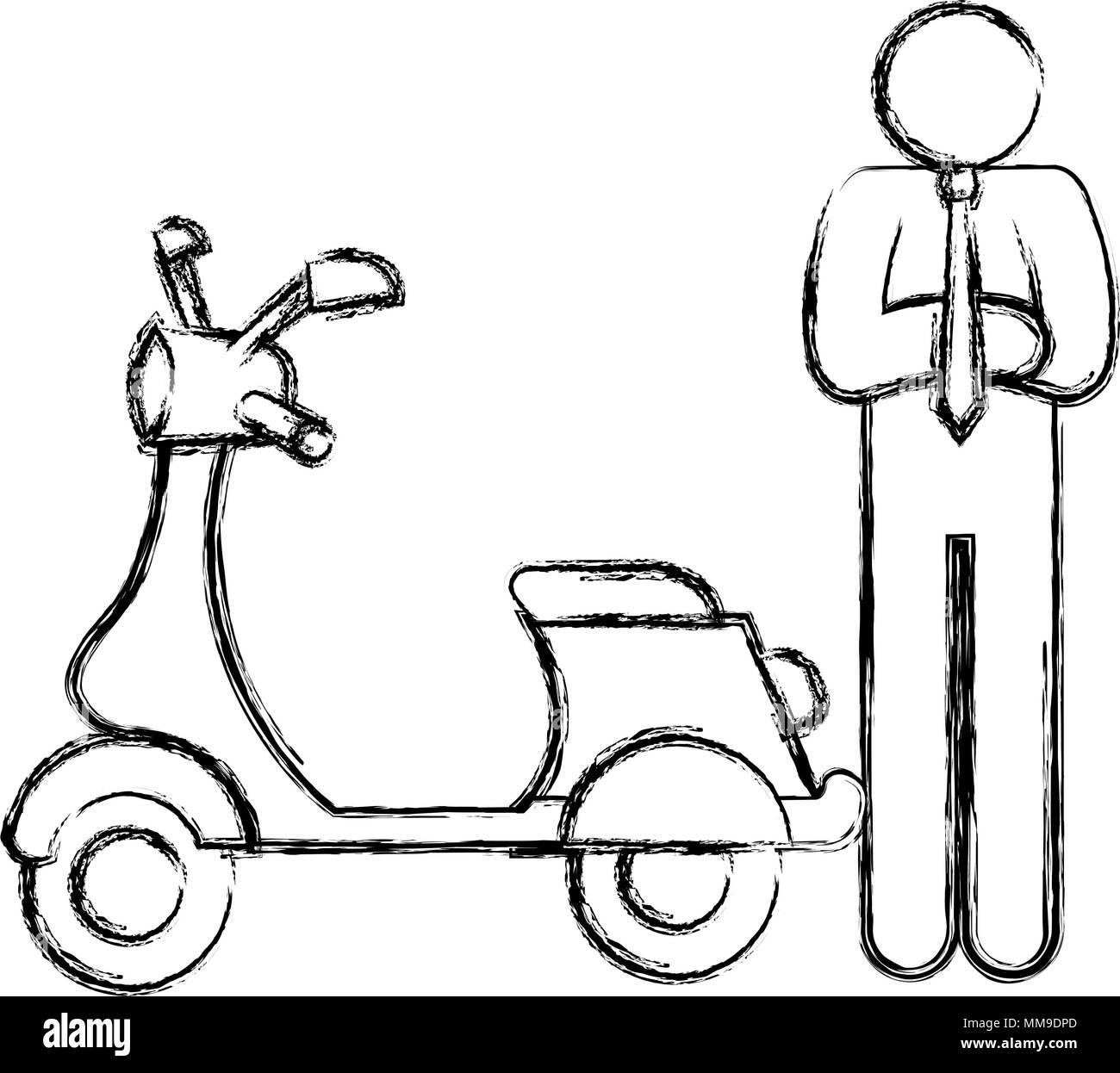 Scooter Motorrad mit Fahrer Silhouette Stock Vektor