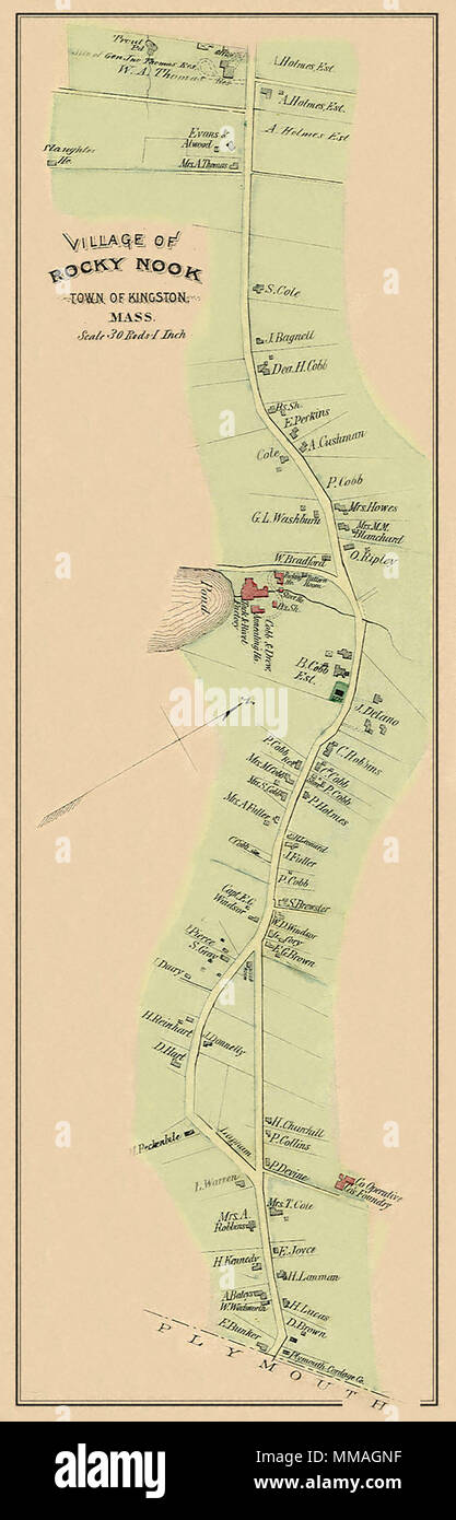 Karte von Rocky Nook. 1879 Stockfoto