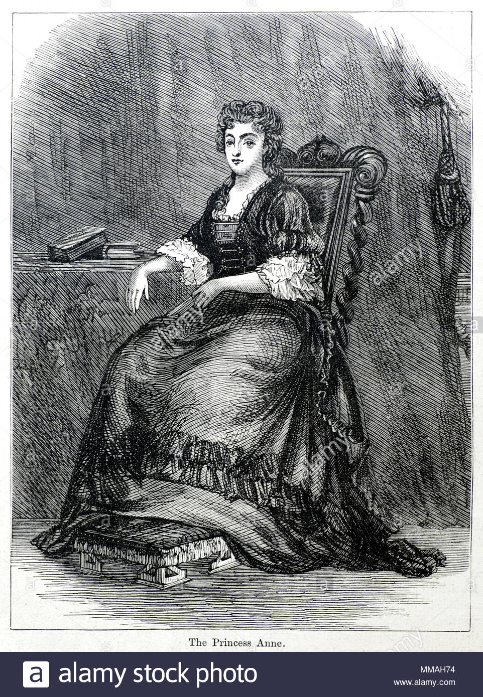 Anne, 6. Februar 1665 - 1. August 1714 wurde die Königin von England, Schottland und Irland zwischen dem 8. März 1702 und 1. Mai 1707. Am 1. Mai 1707, im Rahmen der Rechtsakte der Union, zwei ihrer Bereiche, die Königreiche von England und Schottland, Vereinigten als einzigen souveränen Staat als Großbritannien bekannt, antike Darstellung von ca. 1880 Stockfoto