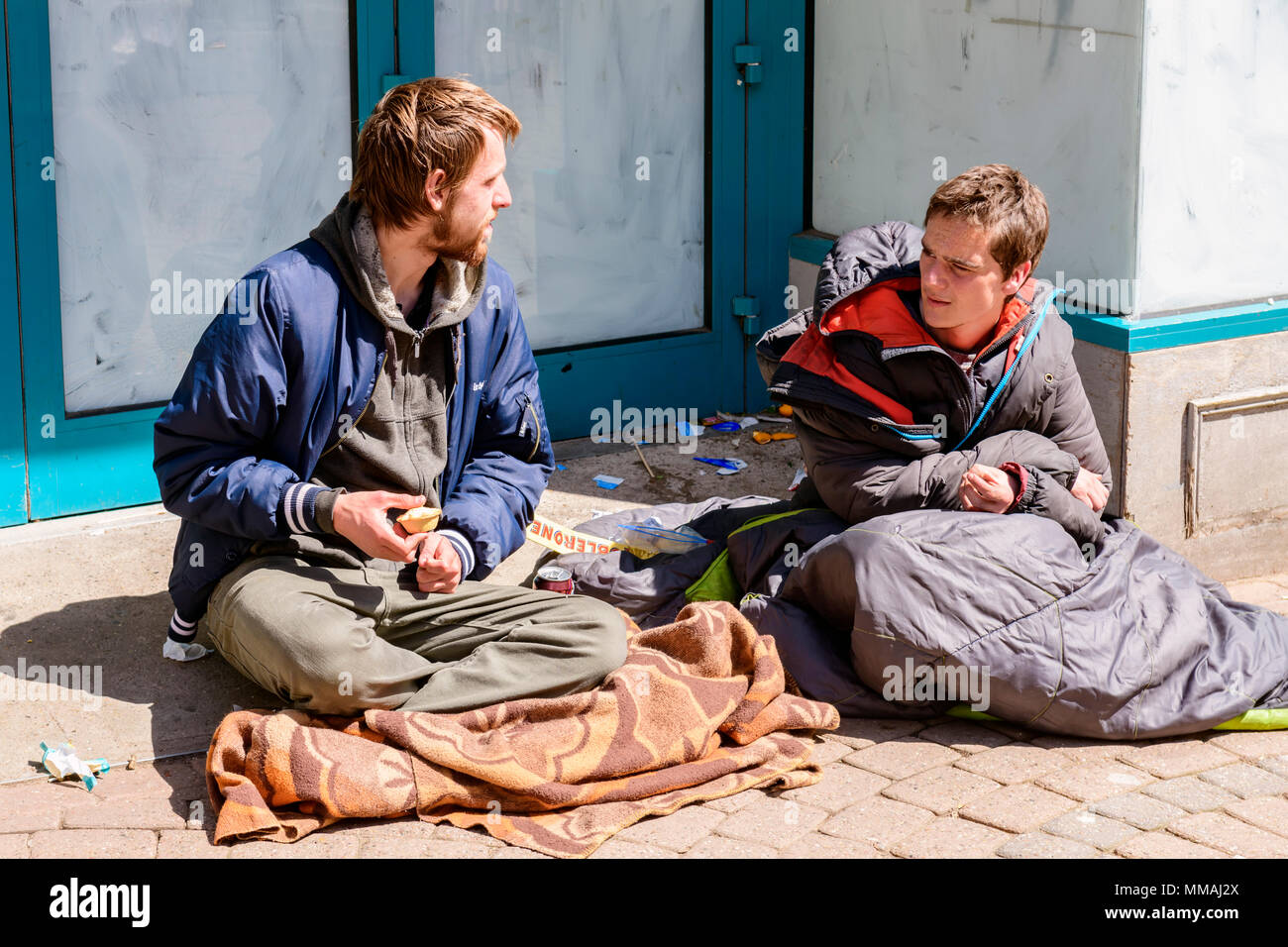 Bitte beachten Sie, dass der Begriff der Obdachlosen und von Obdachlosigkeit oder anderen Beschreibung nicht richtig angenommen werden. Stockfoto